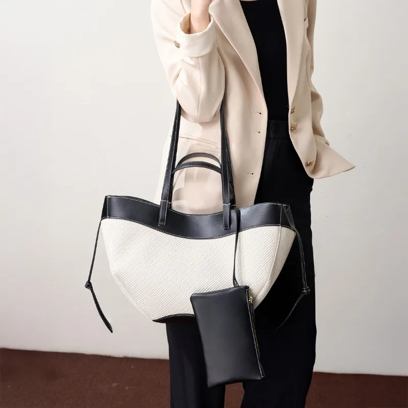 VANDEE Fabric With Cow Leather One Shoulder Handbag Regular Women's Multicolor-8