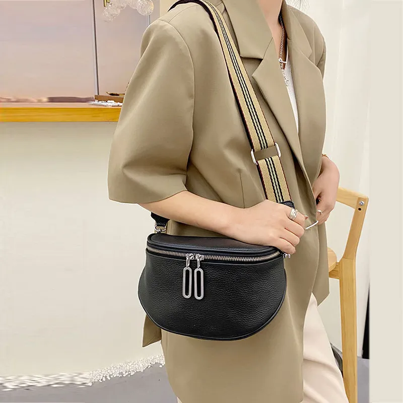 VANDEE Cow Leather Shoulder Bag Crossbody Bag Fanny Pack Regular Women's Black-3