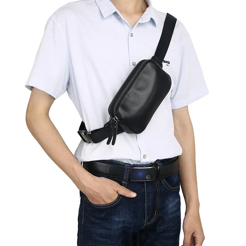 VANDEE Cow Leather Fanny Pack Men's Black-1