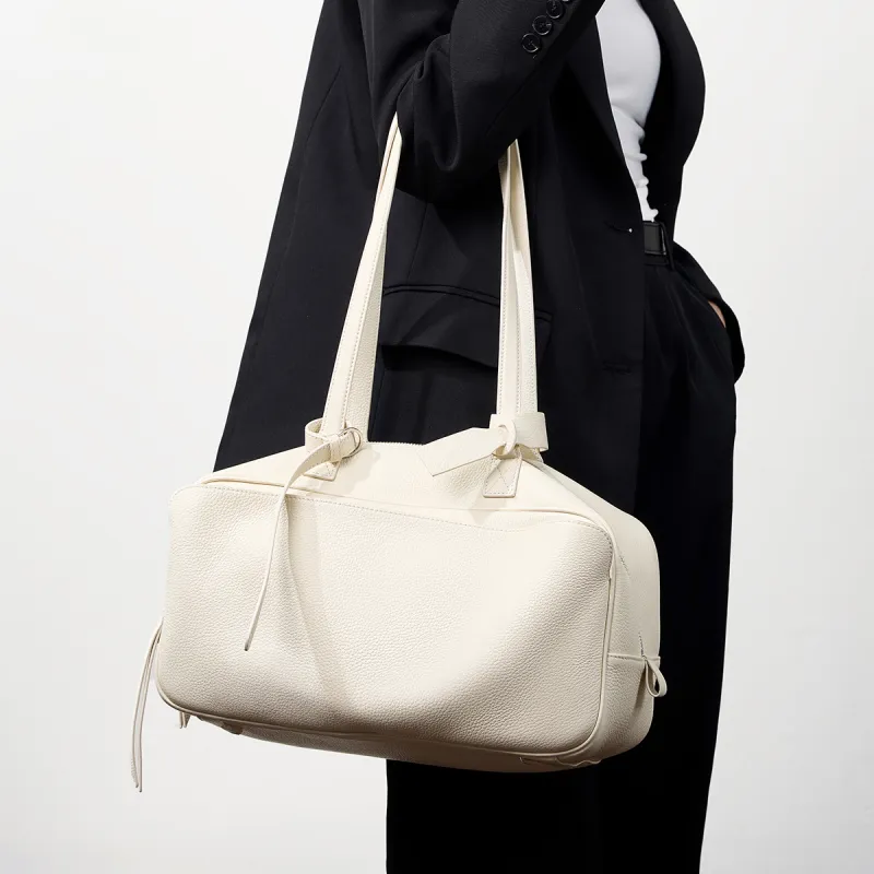VANDEE Cow Leather Shoulder Bag Women's Black/White-2