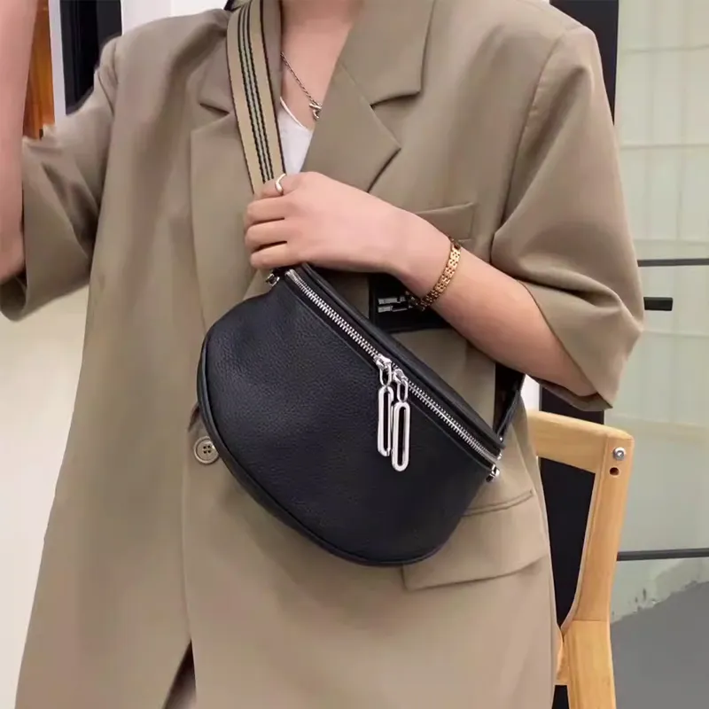 VANDEE Cow Leather Shoulder Bag Crossbody Bag Fanny Pack Regular Women's Black-1