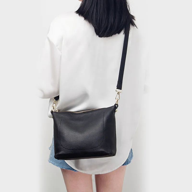 VANDEE Leather Tote Bag Shopping Bag Shoulder Bags Medium Size Women's Black-1