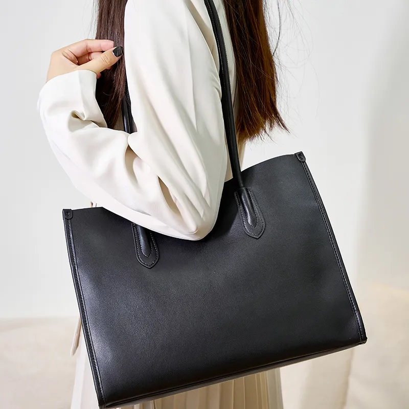 ROSEROOEN Cow Leather Tote Bag Shoulder Bag Regular Women's Black/Salted Caramel/Coffee/Gold Brown/Smoke Gray-1