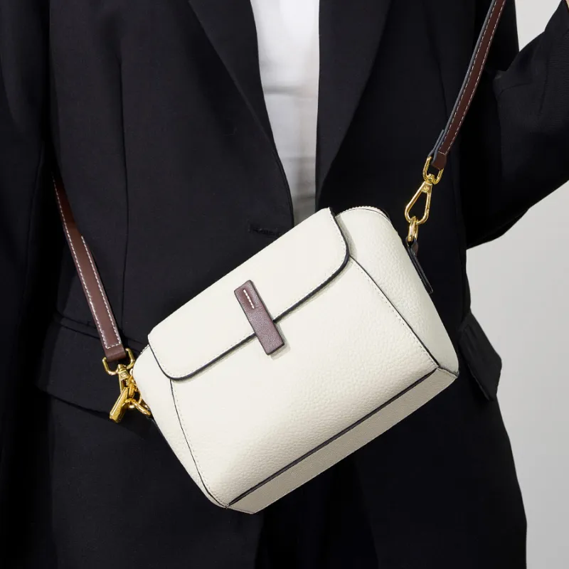 VANDEE Cow Leather Crossbody One Shoulder Dome Bag, Small Square Bag Small Size Women's Multicolor-14