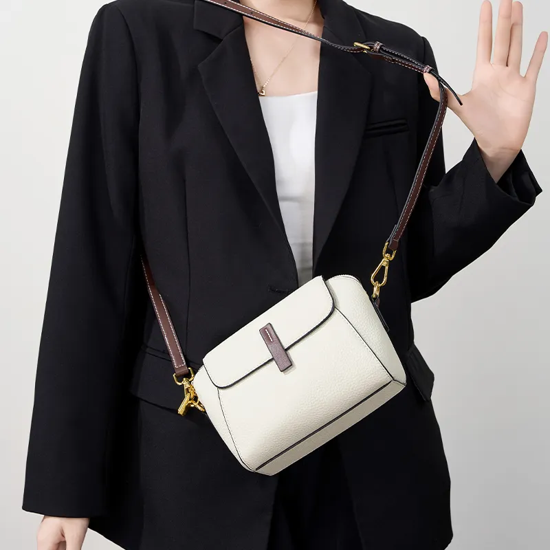 VANDEE Cow Leather Crossbody One Shoulder Dome Bag, Small Square Bag Small Size Women's Multicolor-13