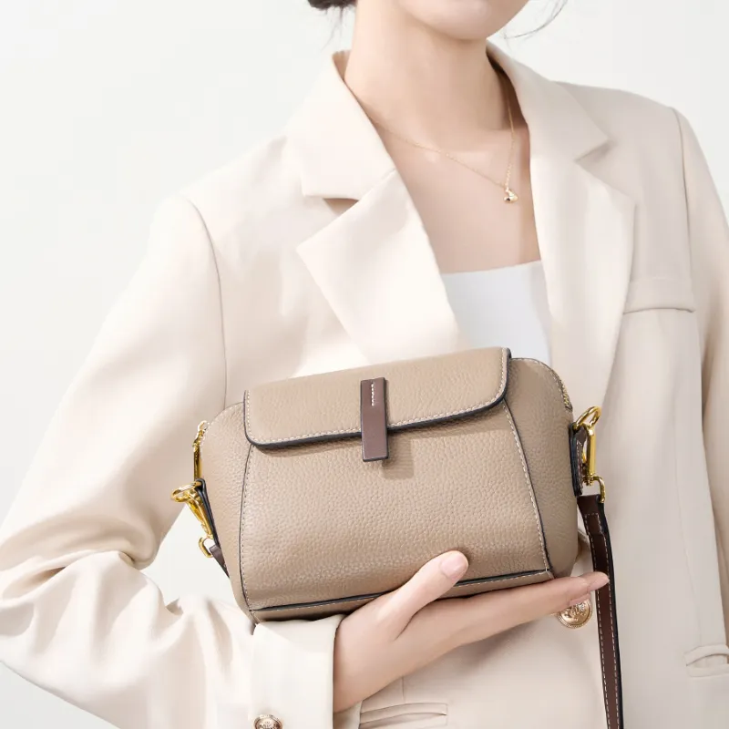 VANDEE Cow Leather Crossbody One Shoulder Dome Bag, Small Square Bag Small Size Women's Multicolor-9
