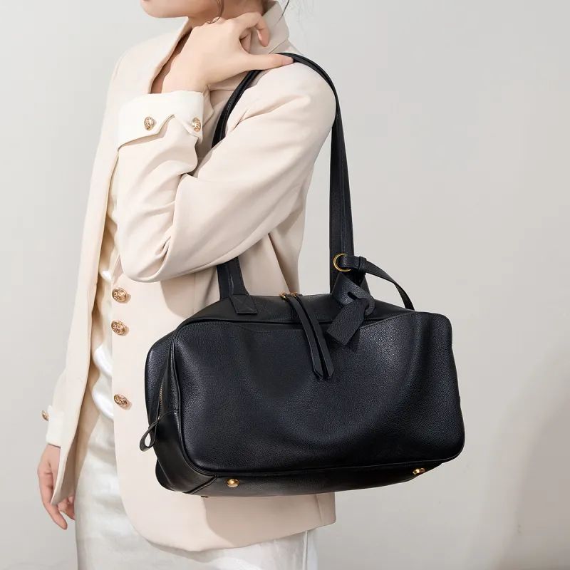 VANDEE Cow Leather Shoulder Bag Women's Black/White-6