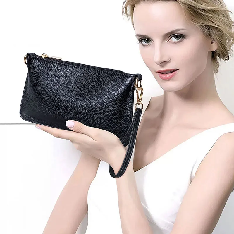 VANDEE Cow Leather Shoulder Bag, Crossbody Bag Regular Women's Black-3