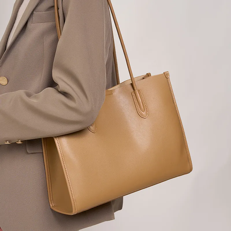ROSEROOEN Cow Leather Tote Bag Shoulder Bag Regular Women's Black/Salted Caramel/Coffee/Gold Brown/Smoke Gray-3