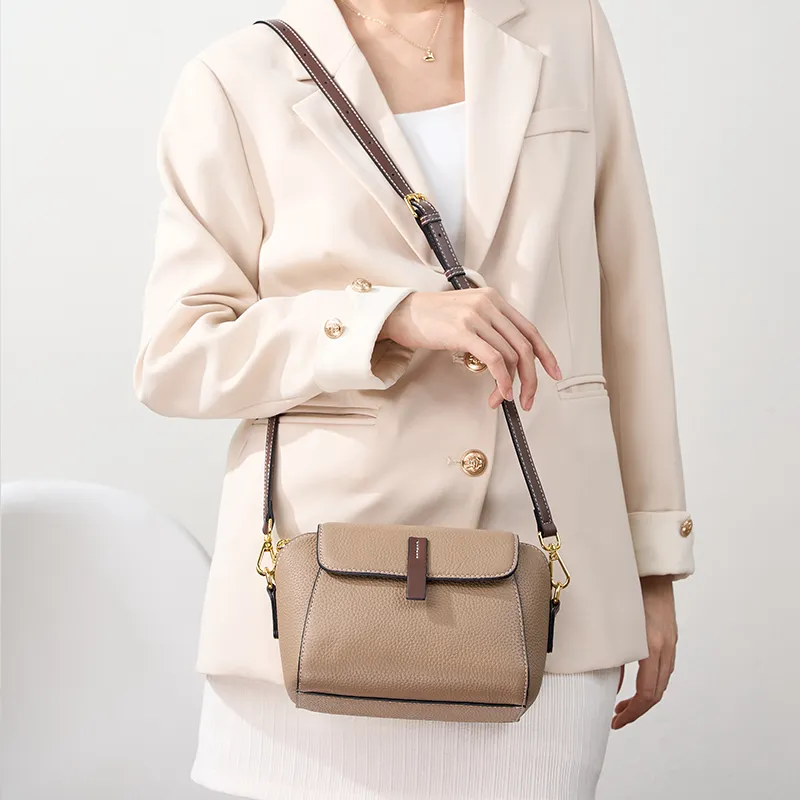 VANDEE Cow Leather Crossbody One Shoulder Dome Bag, Small Square Bag Small Size Women's Multicolor-6
