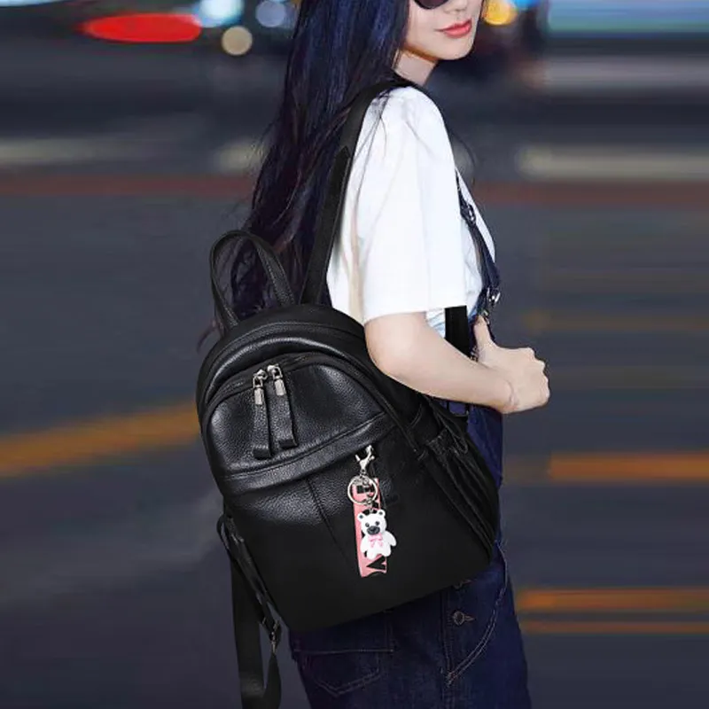 VANDEE Cow Leather Backpack Regular Women's Black-2