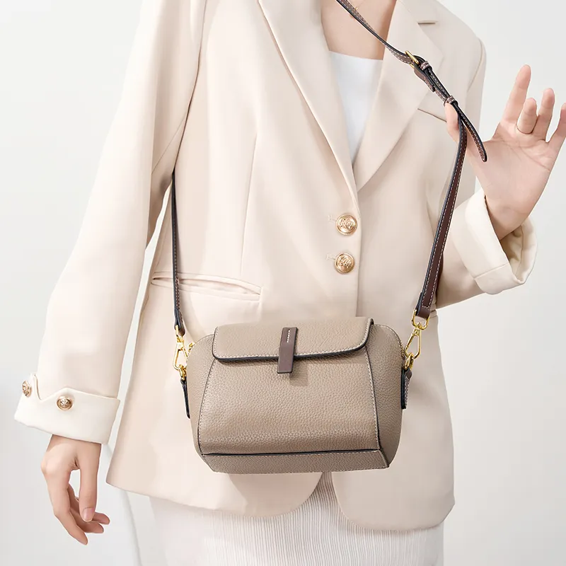 VANDEE Cow Leather Crossbody One Shoulder Dome Bag, Small Square Bag Small Size Women's Multicolor-3