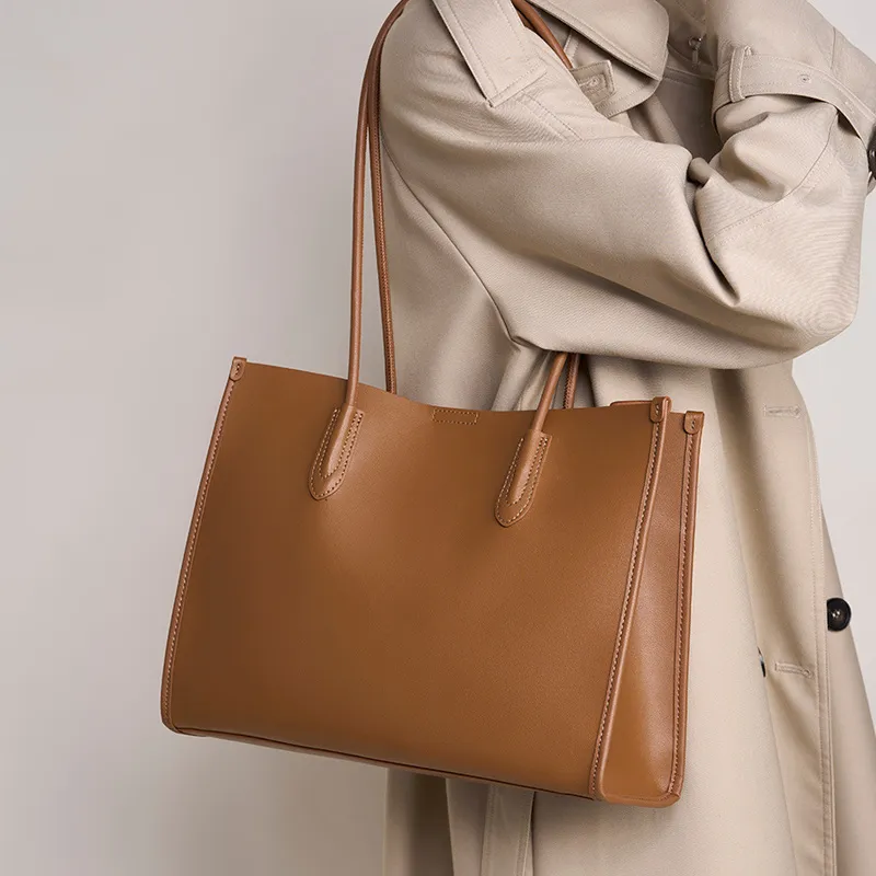 ROSEROOEN Cow Leather Tote Bag Shoulder Bag Regular Women's Black/Salted Caramel/Coffee/Gold Brown/Smoke Gray-4