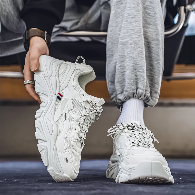 HACKBUTEER Low Top Chunky Sneakers Men's-4