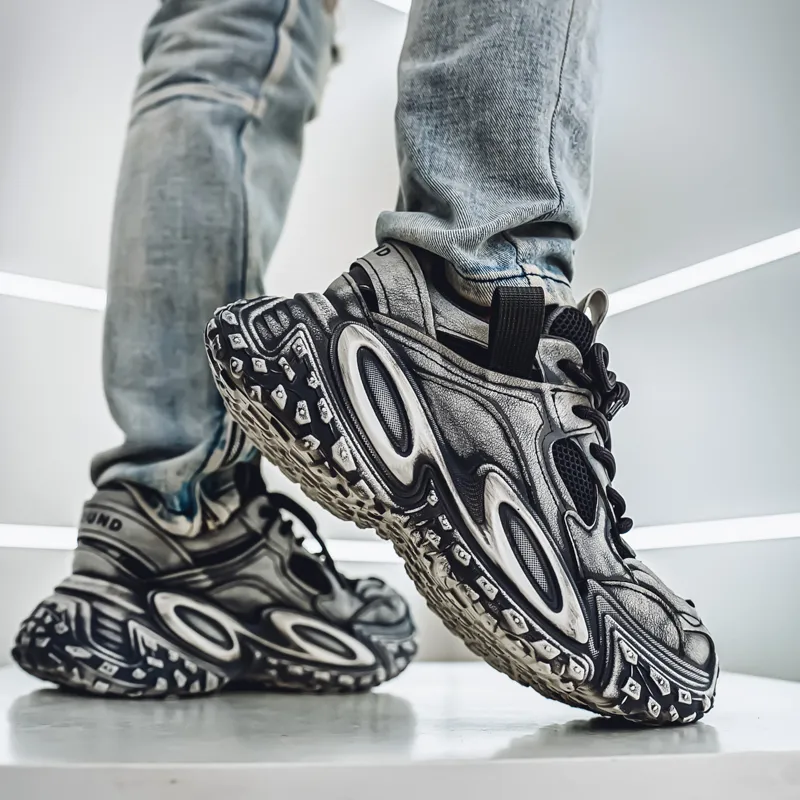 HACKBUTEER Cushioning, Slip Resistant, Abrasion Resistant, Height Increasing Low Top Chunky Sneakers Men's Box Included-16