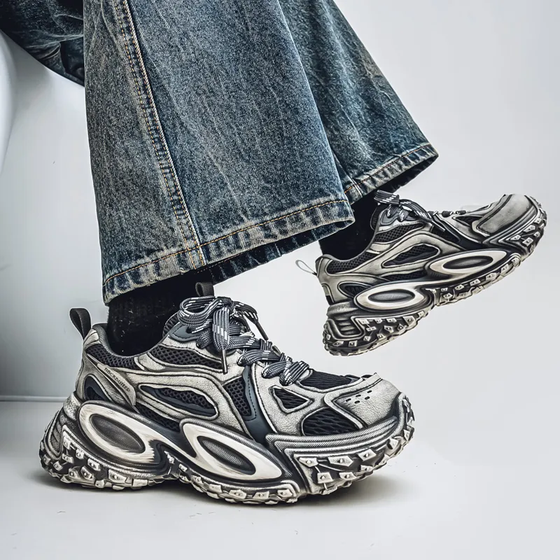 HACKBUTEER Low Top Chunky Sneakers Men's Box Included-10