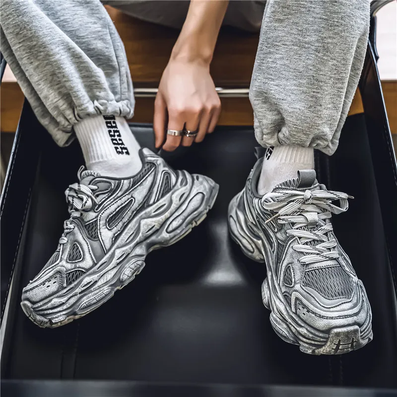 HACKBUTEER Low Top Chunky Sneakers Men's-13