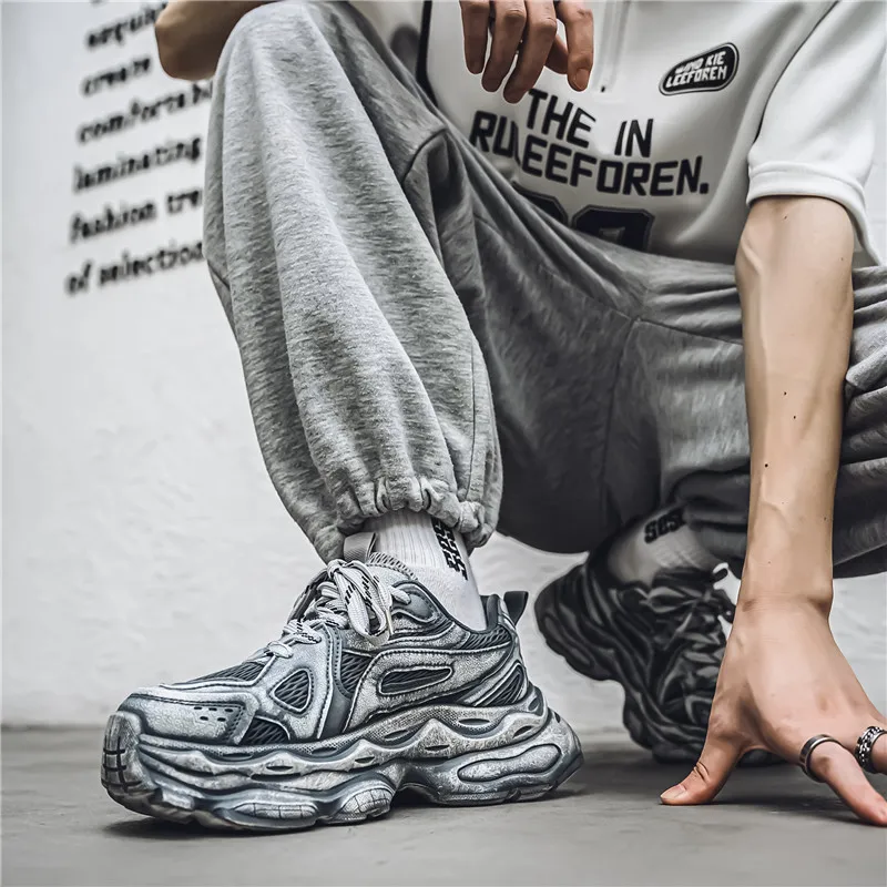 HACKBUTEER Low Top Chunky Sneakers Men's-14