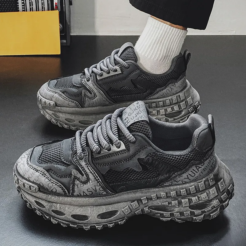 HACKBUTEER Cushioning Anti-Slip Wear-Resistant Breathable Height Increasing Low-Top Chunky Sneakers Men's Box Included-5