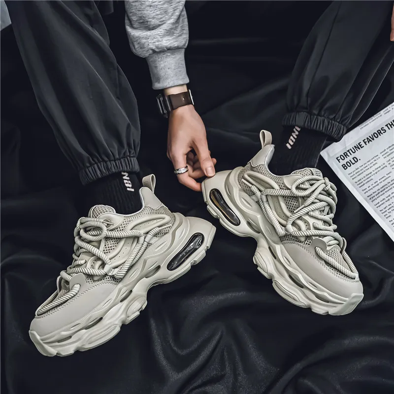 HACKBUTEER Low Top Chunky Sneakers Men's-4
