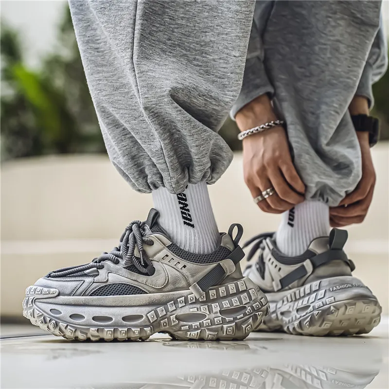 HACKBUTEER Low Top Chunky Sneakers Men's-4