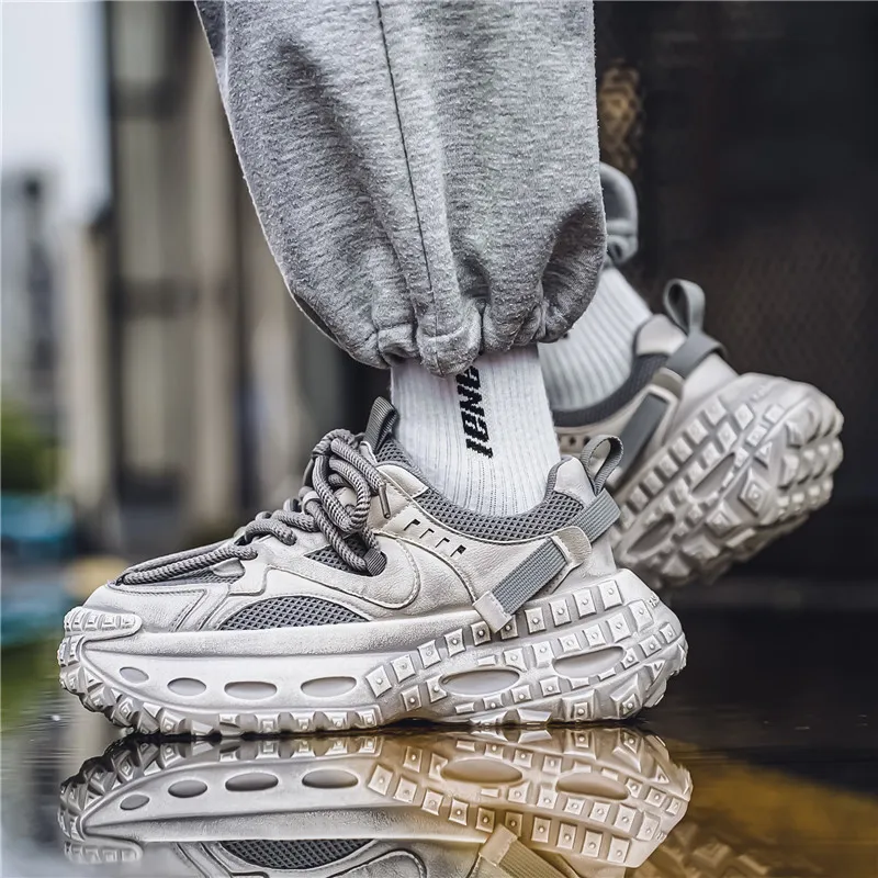 HACKBUTEER Low Top Chunky Sneakers Men's-5