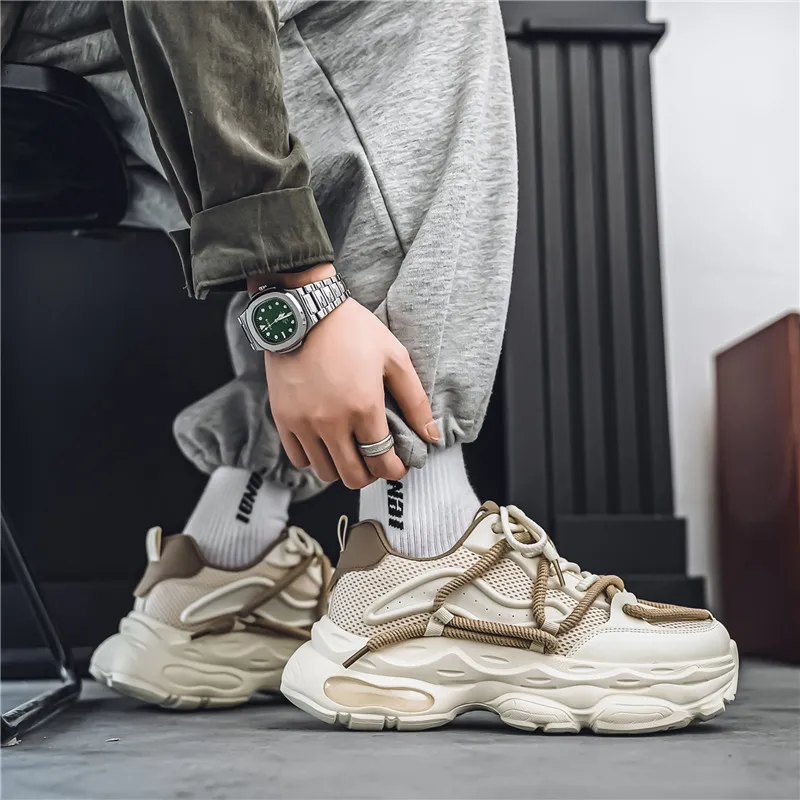 HACKBUTEER Low Top Chunky Sneakers Men's-3