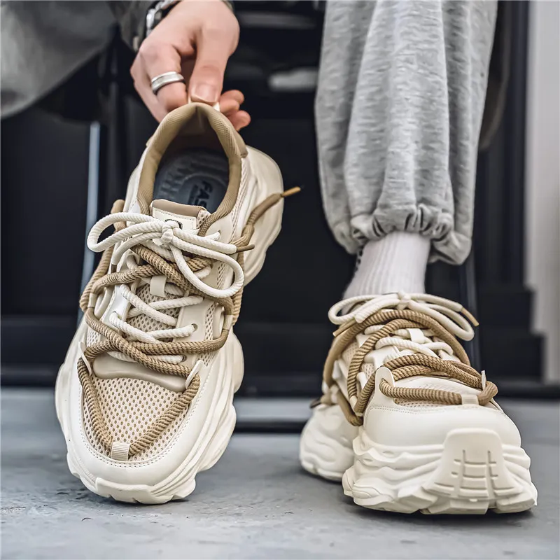 HACKBUTEER Low Top Chunky Sneakers Men's-4