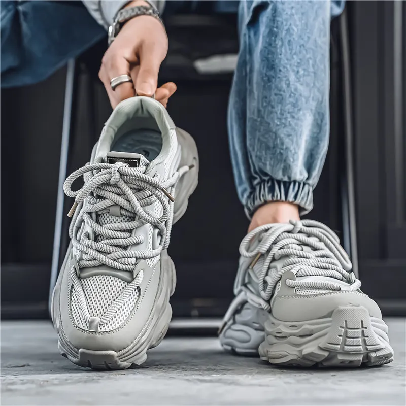 HACKBUTEER Low Top Chunky Sneakers Men's-14