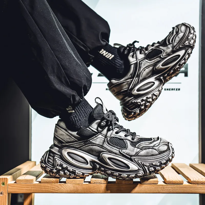 HACKBUTEER Cushioning, Slip Resistant, Abrasion Resistant, Height Increasing Low Top Chunky Sneakers Men's Box Included-10