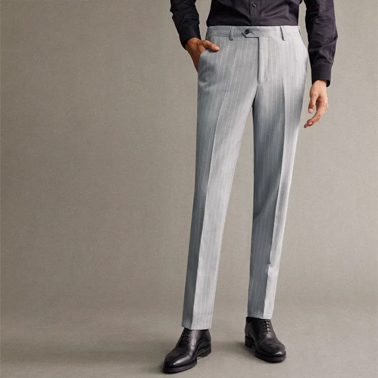 G· Mons Casual Pants Men Gray Stripes-2