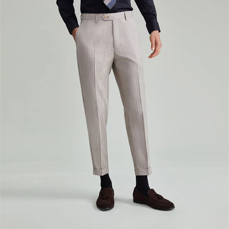 G· Mons Casual Pants Men 0268 Khaki Stripes-2