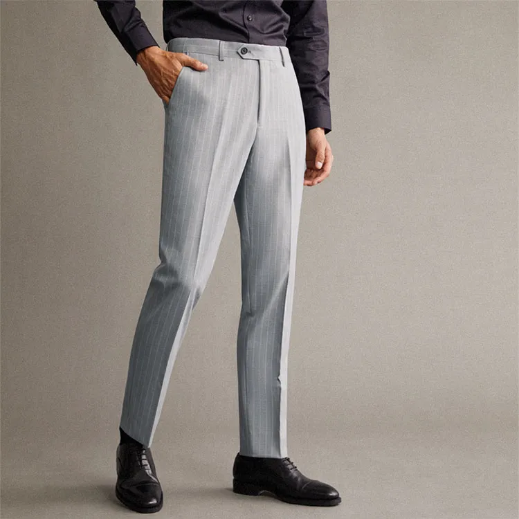 G· Mons Casual Pants Men Gray Stripes-3