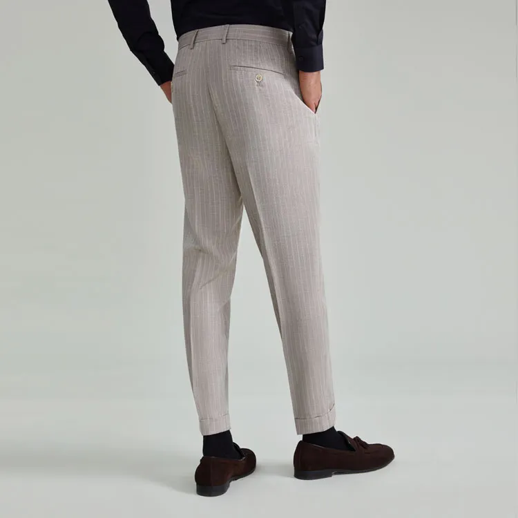 G· Mons Casual Pants Men 0268 Khaki Stripes-4