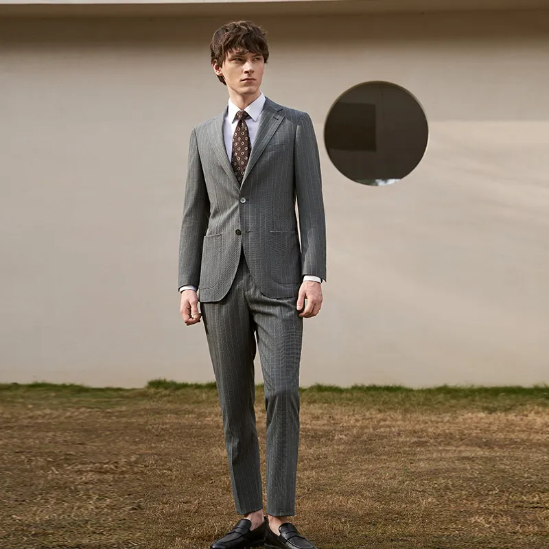G·Mons Suit Trouser Men's Gray Stripes-2