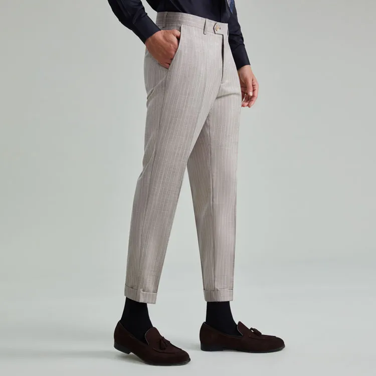 G· Mons Casual Pants Men 0268 Khaki Stripes-3