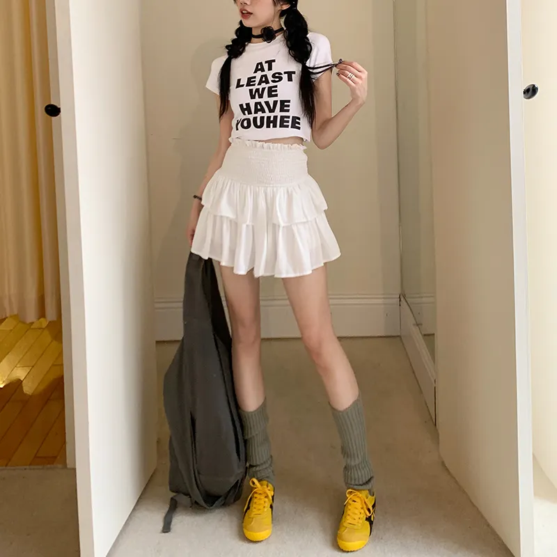 Wen Shan Casual Short Skirts Women's White-2