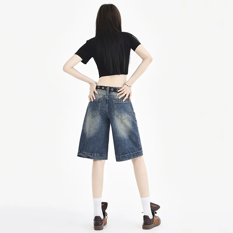 Wen Shan Denim Shorts Women's Blue-2