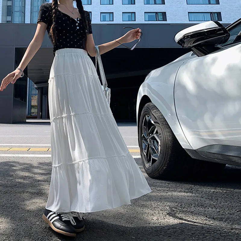 Wen Shan Casual Long Skirt Women's Ecru-2