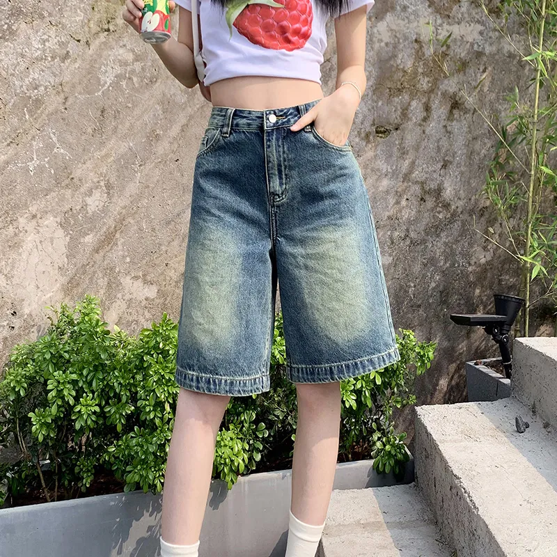 Wen Shan Denim Shorts Women's Vintage Blue-2