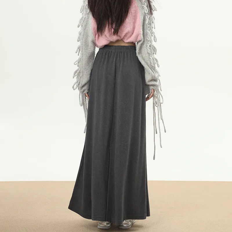 Wen Shan Casual Long Skirt Women's Dark Gray-3