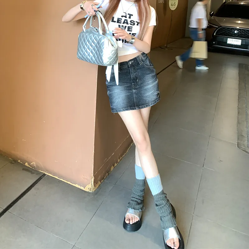 Wen Shan Denim Short Skirts Women's-5