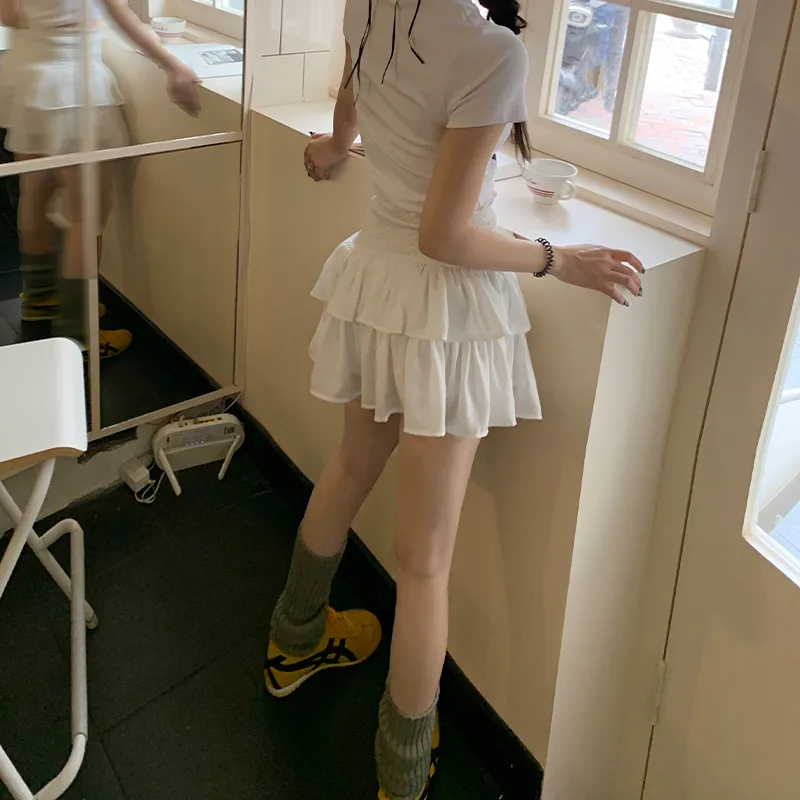 Wen Shan Casual Short Skirts Women's White-5