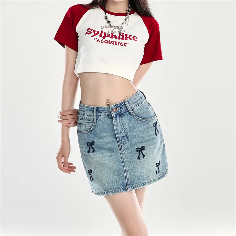 Wen Shan Denim Short Skirts Women's-4