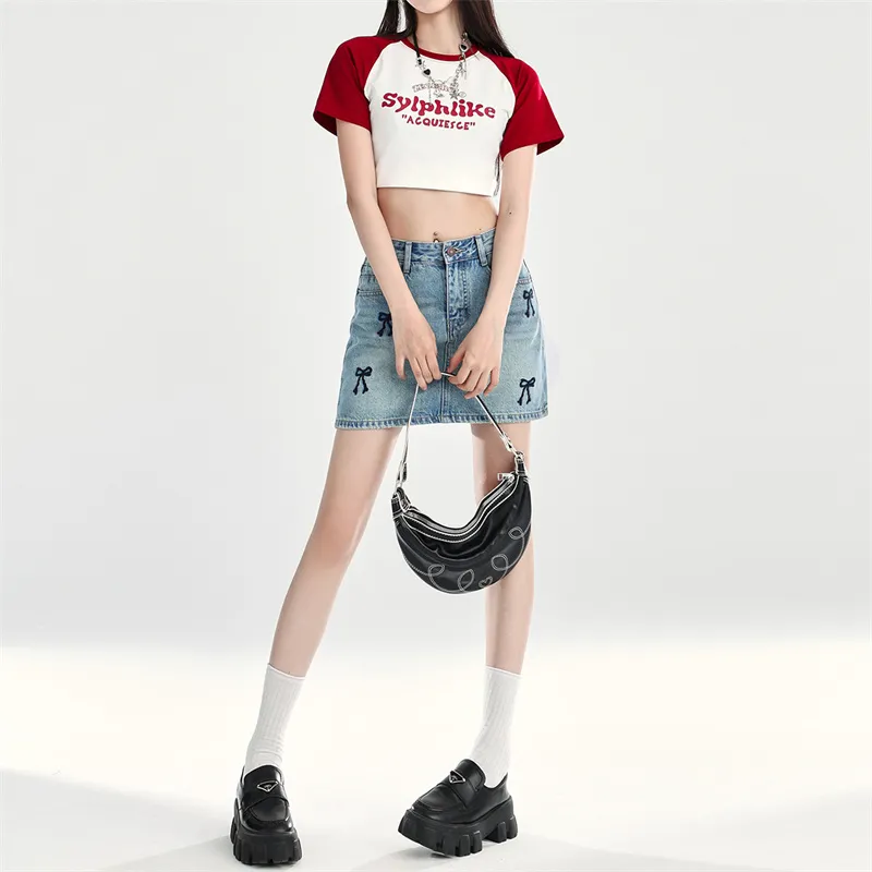 Wen Shan Denim Short Skirts Women's-5