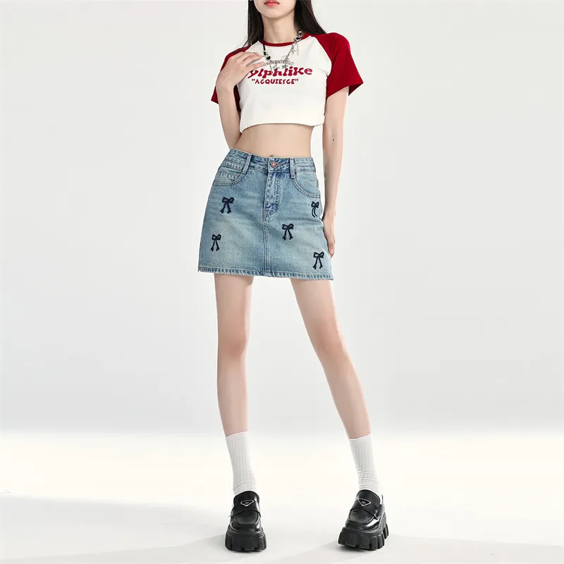 Wen Shan Denim Short Skirts Women's-3