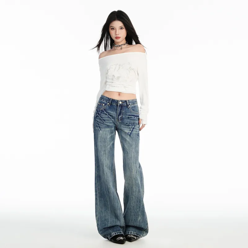 Wen Shan Jeans Women's Vintage Blue-5