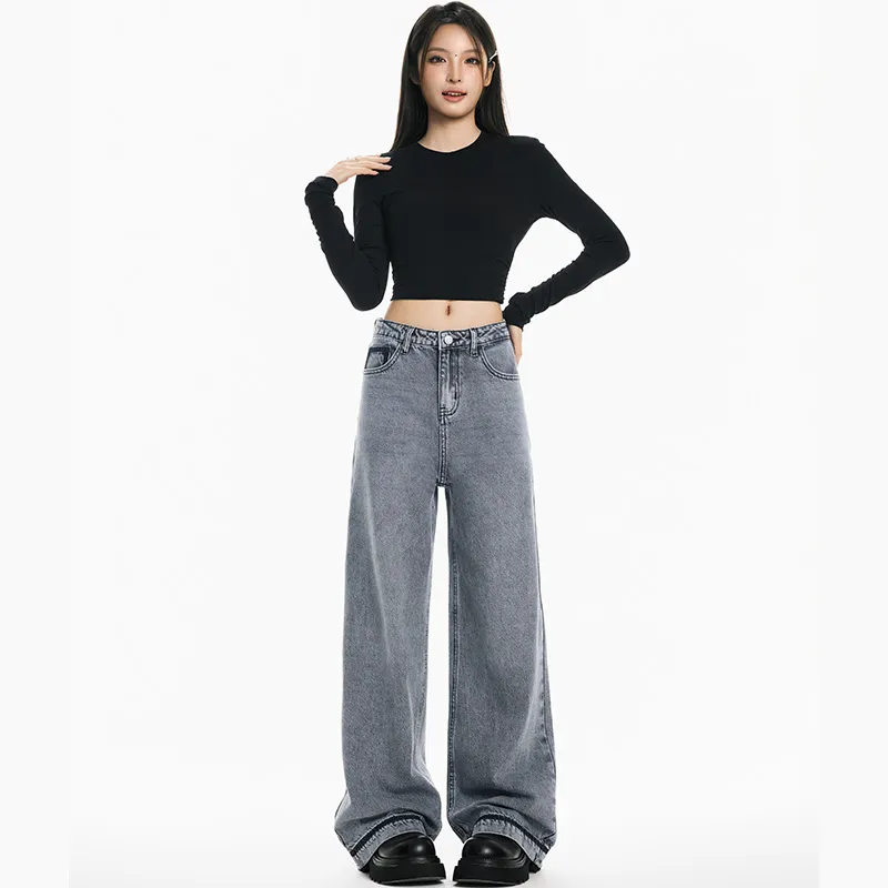 Wen Shan Jeans Women's Gray Pants-2