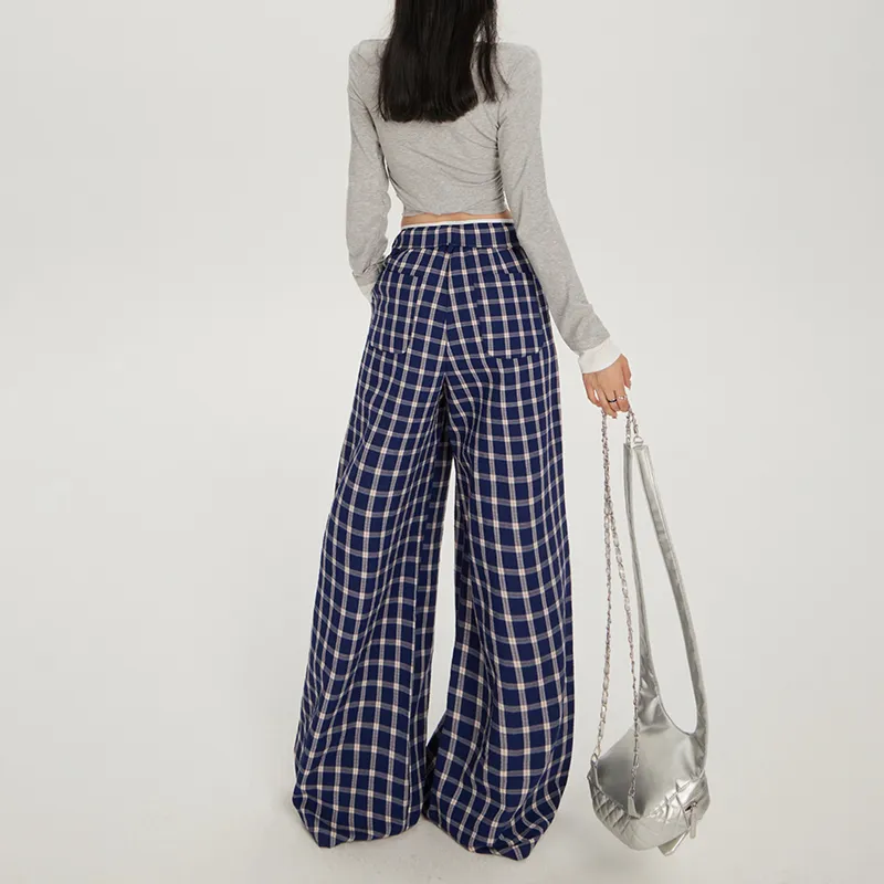 Wen Shan Casual Pants Women's Bubble Checkered-7