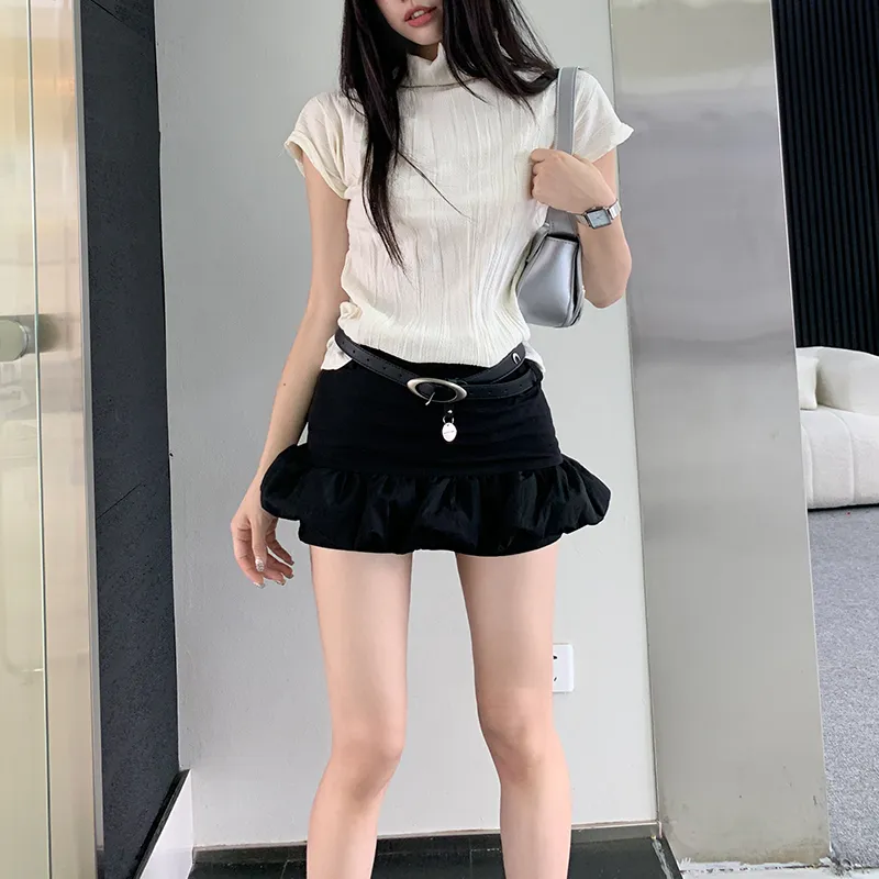 Wen Shan Casual Short Skirts Women's Classic Black-4